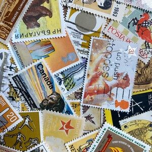 30 Yellow postage stamps